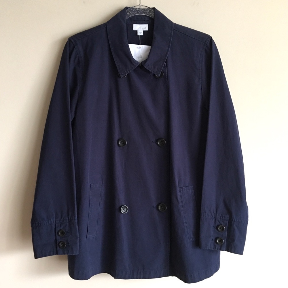 J JILL Classic Car Pea Coat Cotton Canvas Jacket